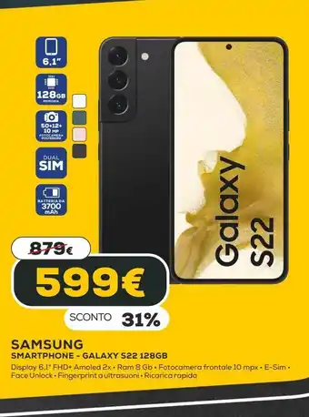 Euronics Smartphone - galagxy s22 128 gb samsung offerta