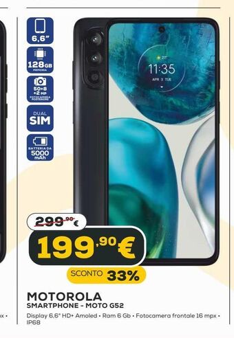 Euronics Motorola smartphone  - moto g52 offerta
