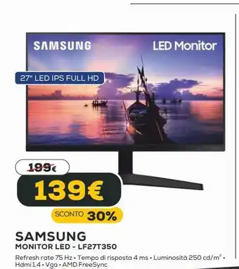 Euronics Samsung monitor led - l f 27 t 350 offerta