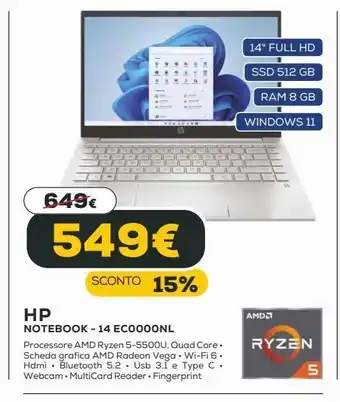 Euronics Notebook hp ec0000nl offerta