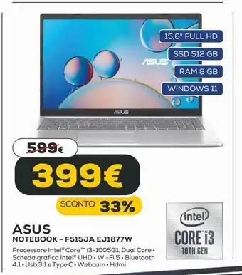 Euronics Notebook asus - f515ja ej1877w offerta
