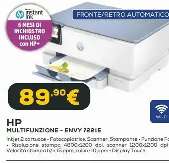 Euronics Stampante multifunzione hp envy 7221e offerta