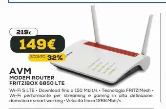 Euronics Avm modem router fitz ! box 6850 lte offerta