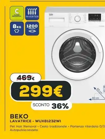 Euronics Lavatrice - wux81232wi beko offerta