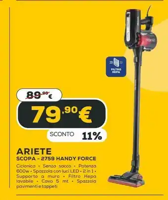Euronics Scopa ariete - 2759 handy force offerta