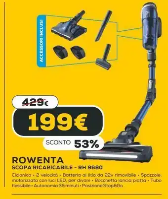 Euronics Scopa ricaricabile - rh 9680 rowenta offerta