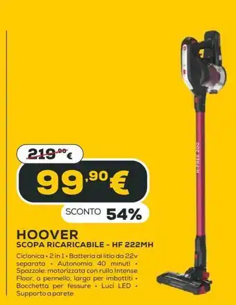 Euronics Scopa ricaricabile hoover - hf 222 mh offerta
