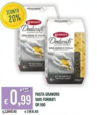 Banco Fresco Granoro Pasta vari formati 500 gr offerta