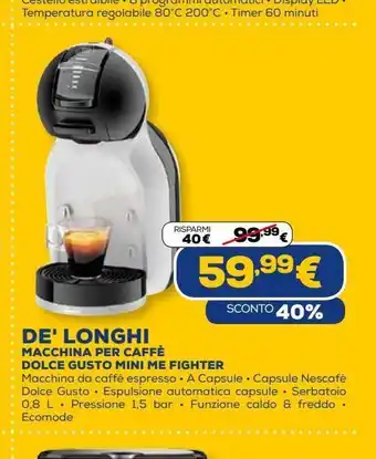 Euronics Macchina da caffè dolce gusto mini me figher delonghi offerta
