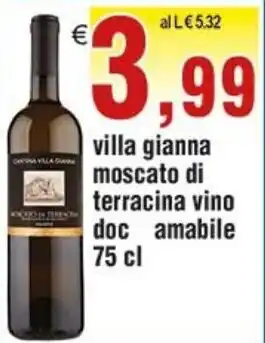 Idromarket Villa gianna moscato di terracina vino doc amabile 75 cl offerta
