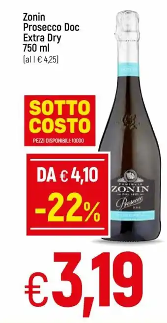 IperFamila Zonin Prosecco Doc Extra Dry 750 ml offerta