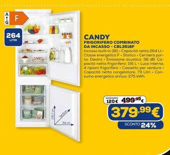 Frigorifero combinato da incasso candy - cbl3518f