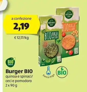 ALDI Burger bio quinoa e spinaci/ceci e pomodoro offerta