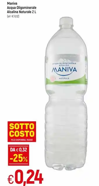 Maniva Acqua Oligominerale Alcalina Naturale 2 L