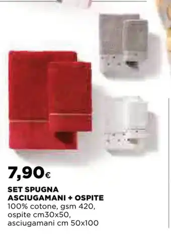 Extracoop Set Spugna Asciugamani + Ospite 100% cotone, gsm 420 ospite cm 30x50 , asciugamani cm 50x100 offerta