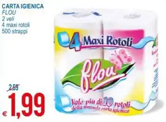 MD Discount Flou Carta Igienica 2 veli 4 maxi rotoli 500 strappi offerta