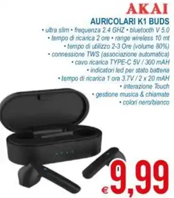 MD Discount Akai Auricolari K1 Buds offerta