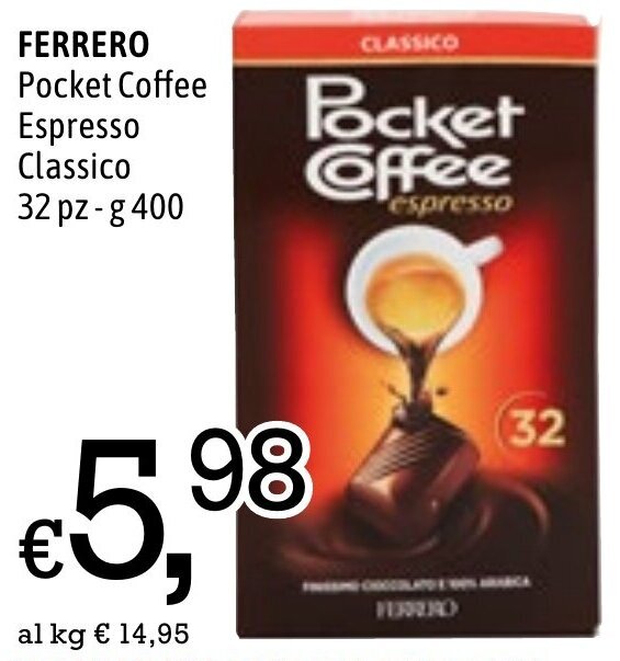 Ferrero Pocket Coffee Espresso Classico 32 pz g 400 offerta di Famila