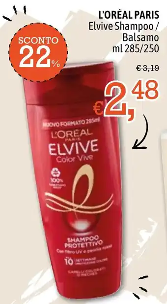 Famila Market L'Oréal Paris Elvive Shampoo/Balsamo ml 285/250 offerta