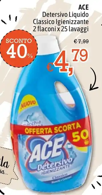 Famila Market Ace Detersivo Liquido Classico Igienizzante 2 flaconi x 25 lavaggi offerta