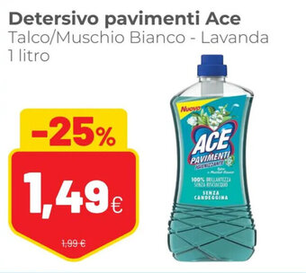 Coop Ace Detersivo pavimenti Talco/Muschio Bianco - Lavanda 1 litro offerta