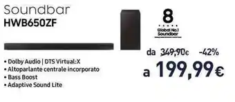 Unieuro Samsung Soundbar HWB650ZF offerta