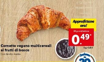 Lidl Cornetto vegano multicereali ai frutti di bosco offerta