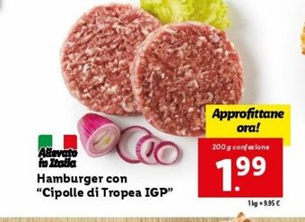 Lidl Hamburger con 'cipolle di tropea igp' offerta