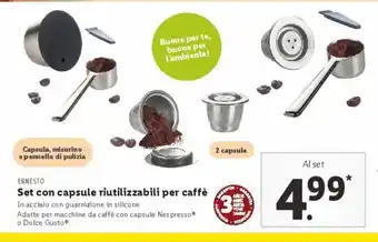 Set con capsule riutilizzabili per caffè