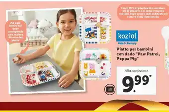 Lidl Piatto per bambini con dado 'paw patrol' , peppa pig offerta