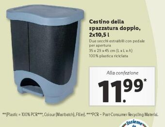 Lidl Cestino della spazzatura doppio 2x10.5 l offerta
