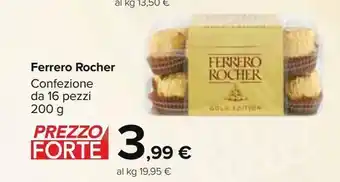 Carrefour Market Cioccolato ferrero rocher confezione da 16 pezzi 200 g offerta