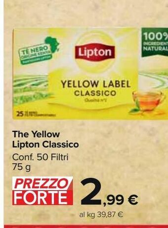 Carrefour Market The yellow lipton classico 50 filtri 75 g offerta