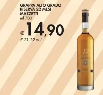 Grappa alto grado riserva 22 misi mazzetti ml 700