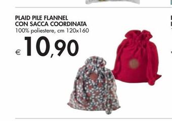 Plaid pile flannel con sacca coordinata