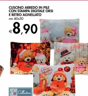 Bennet Cuscino aredo in pile con stampa digitale orsi e retro agnellato offerta