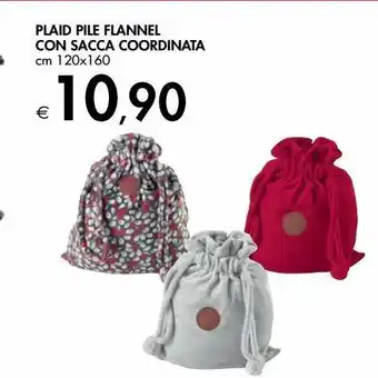 Bennet Plaid pile flannel con sacca coordinata offerta