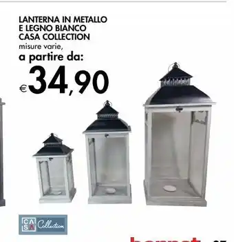 Bennet Lanterna in metallo e legno bianco casa collection offerta