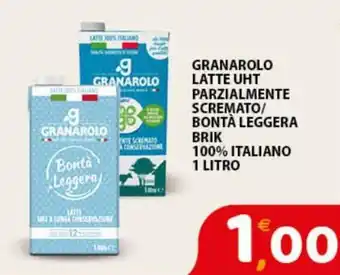 Premium Supermercati Granarolo Latte UHT Parzialmente Scremato/Bontà Leggera Brik 100% Italiano 1 litro offerta
