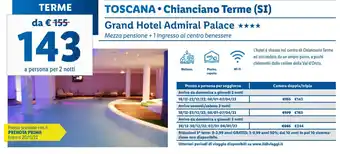Lidl Toscana Chianciano Terme (SI) Grand Hotel Admiral Palace offerta