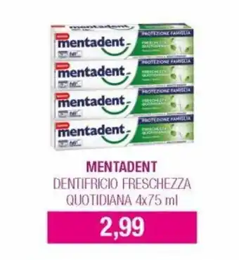 Acqua & Sapone Mentadent Dentifricio Freschezza Quotidiana 4x75 ml offerta
