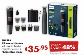 Acqua & Sapone Philips All in one trimmer set regola barba, capelli e corpo + Philips One Blade offerta