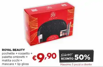 Acqua & Sapone Royal Beauty pochette + rossetto + palette ombretti + matita occhi + mascara + lip gloss offerta