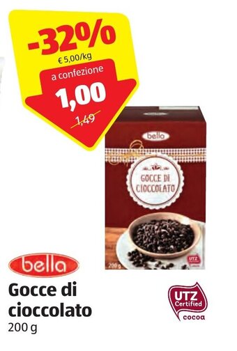 ALDI Bella Gocce di cioccolato 200 g offerta