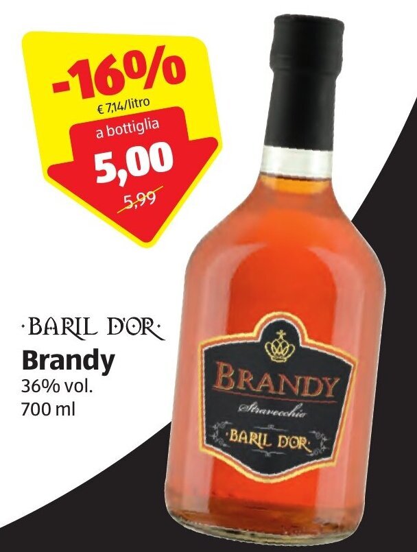Baril D'Or Brandy 36 vol. 700 ml offerta di ALDI