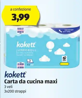 ALDI Kokett Carta da cucina maxi 3 veli 3x200 strappi offerta