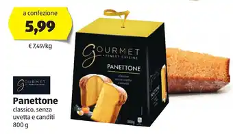 ALDI Gourmet Finest Cuisine Panettone classico, senza uvetta e canditi 800 g offerta