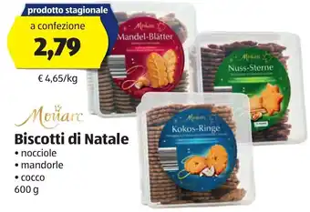 ALDI Monarc Biscotti di Natale nocciole, mandorle, cocco 600 g offerta