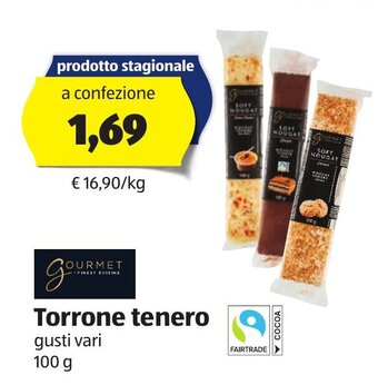 ALDI Gourmet Finest Cuisine Torrone tenero gusti vari 100 g offerta