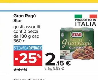 Carrefour Iper Gran ragu star offerta